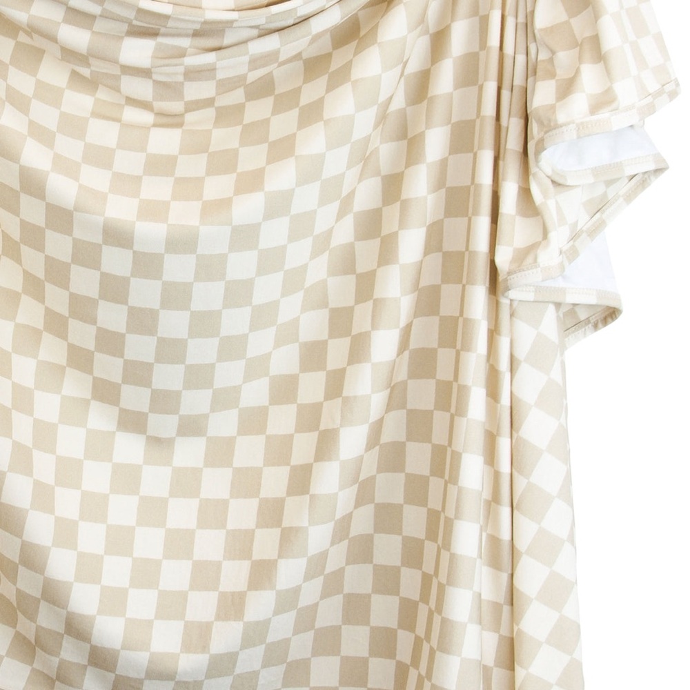 Lou Lou & Company Beige and White Checkered Swaddle Blanket Austin